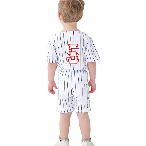 Image of BAICAIYU Toddler Boys Birthday Outfit Kids Baseball Jersey and Pants Suit Set 2nd 3rd 4 Years Old Stripe Cute Summer Clothes