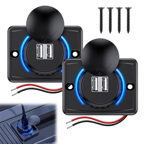 【Facile da installare】 La presa usb 12v può essere montata su una superficie piana senza bisogno di fare un grande foro, basta fare un piccolo foro per il cavo e fissarlo con due viti per completare l'installazione.