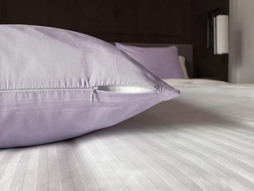 Image of Soft Pillow Covers 20 x 32 Inches - 100% Egyptian Cotton 400 Thread Count Set of 2 Pillow Cover Set Envelope Closure Hotel Quality Pillowcase - Lavender