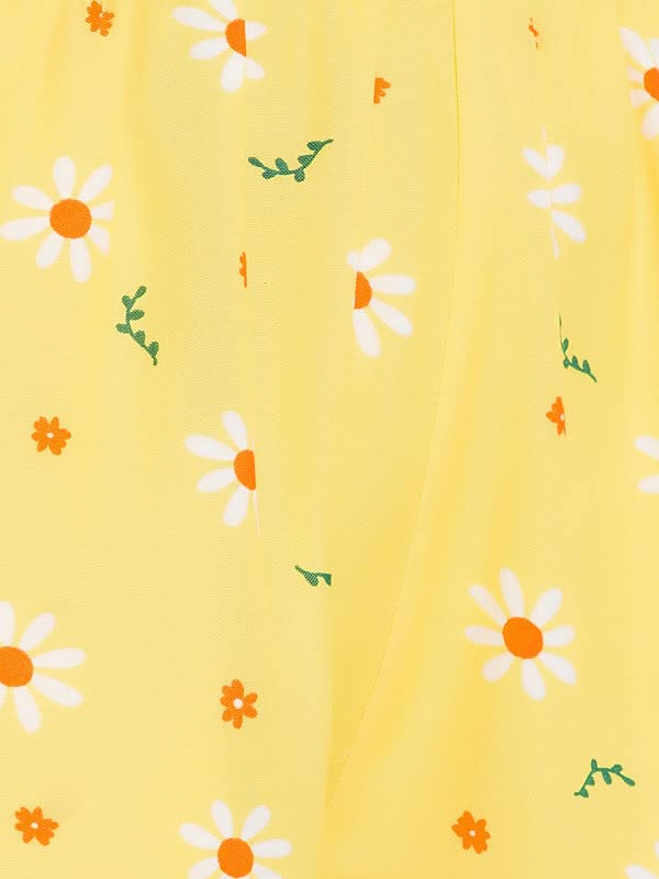 Image of Clovia Women's Rayon Rayon Feeding Print Me Pretty Layered Top & Pyjama In Yellow