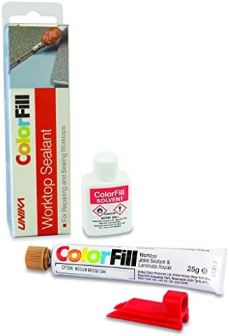Solmer LTD Unika ColorFill Kitchen Worktop Joint Sealant Sealer & Laminate Repair Kit (Grey Oak 437)