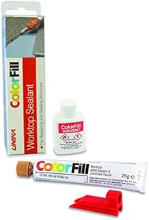 Solmer LTD Unika ColorFill Kitchen Worktop Joint Sealant Sealer & Laminate Repair Kit (Grey Oak 437)