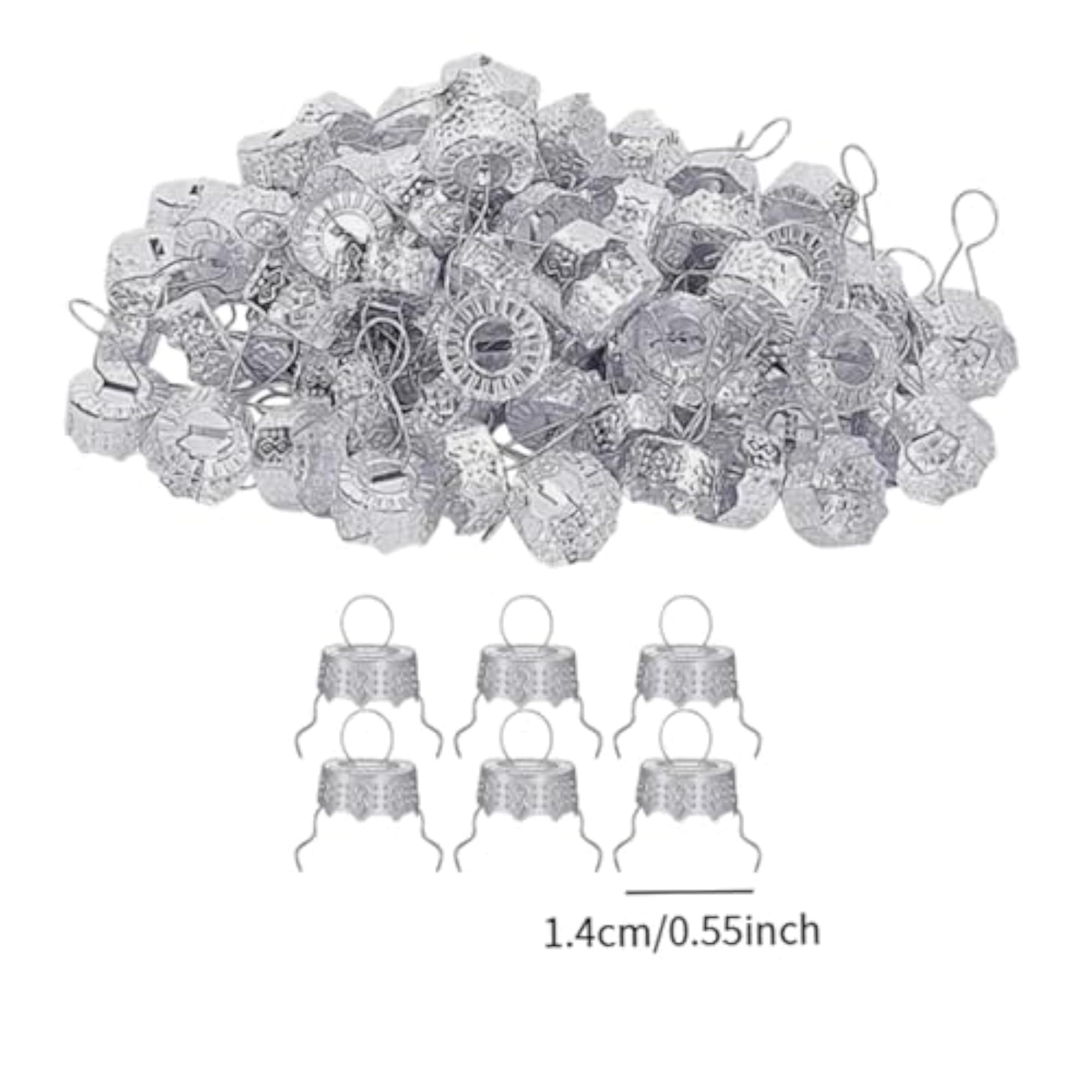 50x Ornament Tops Caps Replacement Hangers Silver