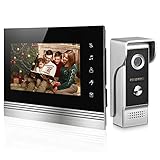 Video Türsprechanlage Türklingel mit Kamera Intercom System, 1080P 7 Zoll Metall Material Monitor, Gegensprechanlage mit Türöffner 4 Draht Technik, Touch-Taste, Nachtsicht, IR-Sensor, 1 Familie
