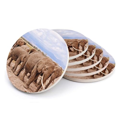 Sous-verre éléphants en céramique, idée cadeau originale nature - 2