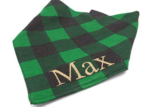 Fall Plaid Personalized Dog Bandana Made of Soft Flannel, Dog Bandana over Collar