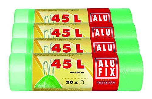 ALUFIX Müllsäcke Müllbeutel Abfallbeutel mit Zugband 45L, HDPE 60x60 cm grün, 80 Stk Cover