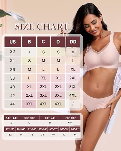 Image of HORISUN Seamless Mesh Lace Bras for Women No Underwire Wireless Bras with Support and Lift Full Coverage Deep V Bralettes