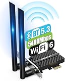 NEWFAST Intel AX210 WLAN Karte,5400Mbps WLAN Stick,Tri-Bands(6G/5G/2.4G) WiFi PCI-E,Bluetooth 5.3 Adapter,WPA3,MU-MIMO,OFDMA,Extrem Low Latency,WLAN PCIe WiFi 6 Karte für Windows 11/10