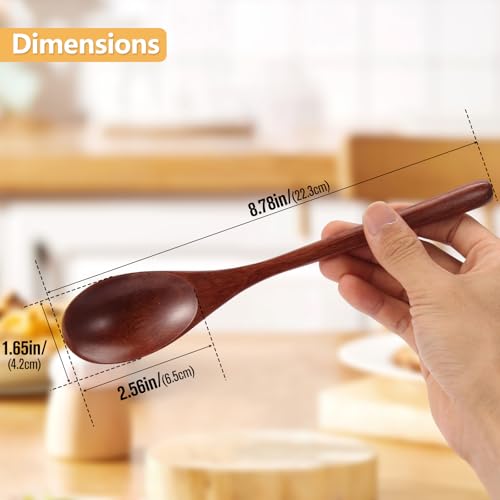Image of 9 inch Korean Wooden Spoons for Eating, ADLORYEA 6 Pieces Small Wood Spoons