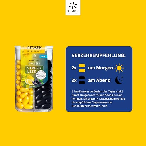 Original Bachblüten N°39 Emergency Stressless Tag & Nacht Dragees nach Dr. Bach von Lemon Pharma, Vegan