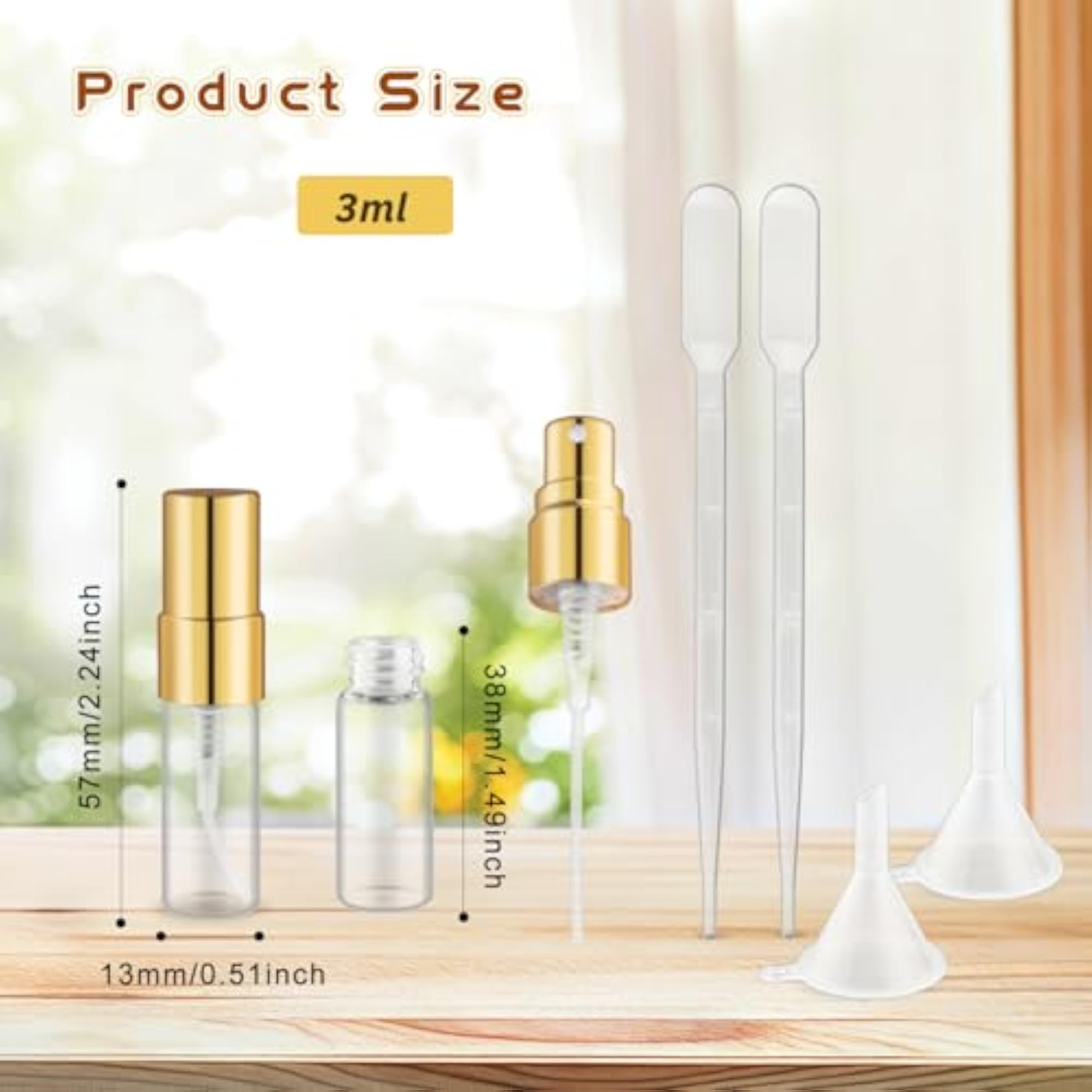 40 Pcs 3ml Mini Clear Glass Spray Bottles, Travel Size