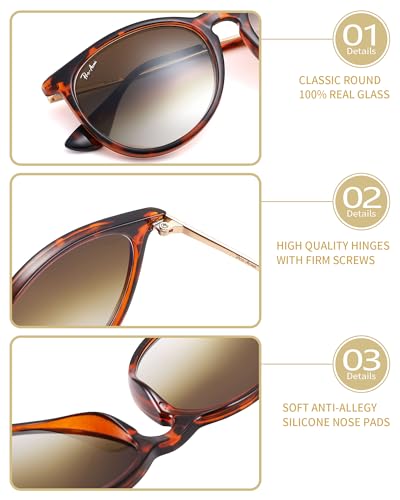 Pro Acme Retro Round Sunglasses Women Men 100% Real Glass Lens4