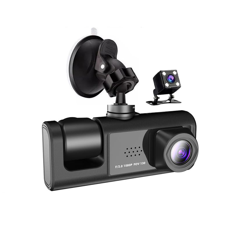 3 Channel Dash Cam for Volvo S70 2000–2000, Dash Cam Front and Rear Inside with Memory Card, Dash Camera for Cars, Loop Recording, Night Vision,A 32GB