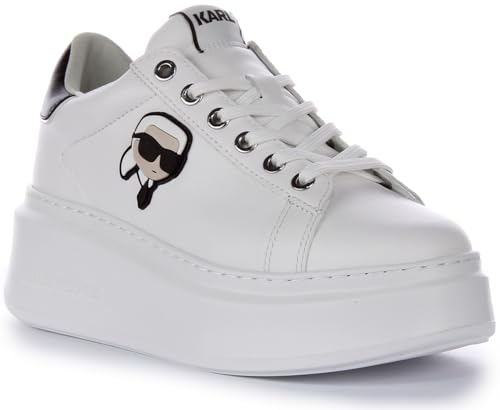 KARL LAGERFELD Anakapri Platform Sneakers, White with Black Trim, Women's