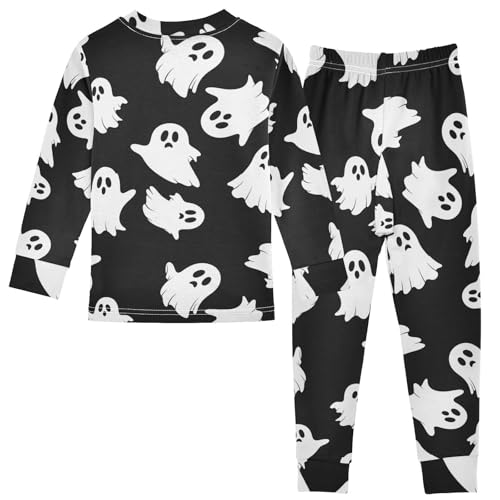 Pajama Sets Long Sleeve Ghostly White Figures on Black Soft Comfy Sleepwear 2 Piece PJS 3-8T3