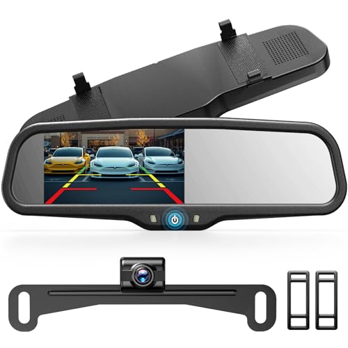 Auto-Vox Rear View Mirror Backup Camera: 4.3'' OEM HD Wireless Backup Camera with Intelligent Light Sensing Display System,IP69 Waterproof, Clear Night Vision Back Up Camera for Car, Truck & Pickup