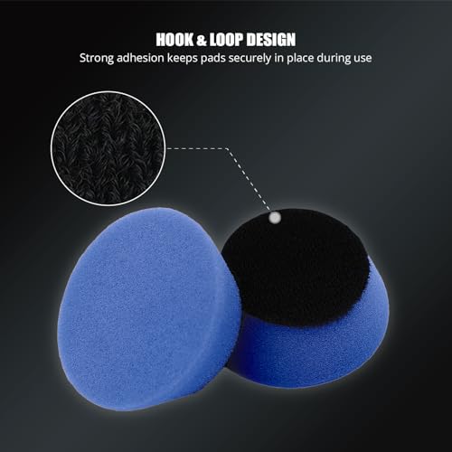 Image of SPTA PRO Blue Mini High-Cut Foam Polishing Pad Sets, 5Pcs 2inch /50mm Sponge Polishing Buffing Pads, Car Foam Detail Polishing Pad Kit for Car Detail Polishing, Small Area Polishing -FF202-5