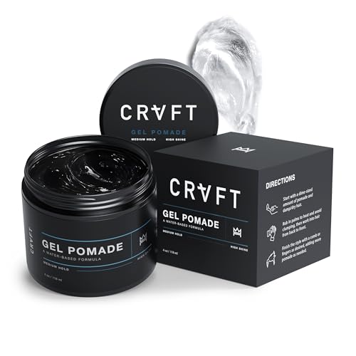 CRVFT Gel Pomade 4oz | High Shine/Medium Hold | Water Based/Water Soluble | Ideal For Short/Medium...