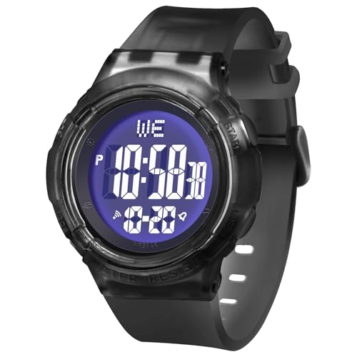 ITOOZYNN Digital Light Up Watch for Boy and Girl,Kids Watch Ages 7-16,Waterproof 5 ATM,School,Outdoor,Sports (TP Black)