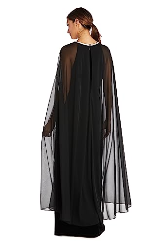 Image of R&M Richards Women's Long Velvet Dress W /Rhinestone Neck & Chiffon Cape