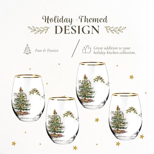 Spodechristmastree19ozstemlesswineglassessetof4vintageinspiredholidaydrinkwarewithcozyseasonalcharmidealformulledwineatfestivegatheringsandholidayentertaining  Urban Country Home Decor Spode christmas tree 19oz stemless wine glasses set of 4 vintage inspired holiday drinkware with cozy seasonal charm ideal for mulled wine at festive gatherings and holiday entertaining  urban country home decor