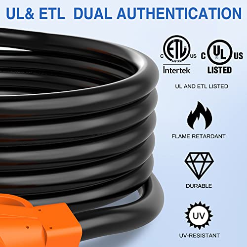 Image of Nilight 50 Amp15FT RV EV Extension Cord 250V Heavy Duty 6 /3+8 /1 Gauge Pure Copper STW Wire UL ETL Listed 4 Prong Nema 14-50P 14-50R 50F /50M Cable Suit for RVs EVs Trailer Campers