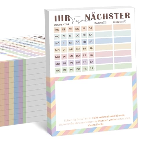 BIROYAL Terminzettel Praxis | 12 x Terminblock | Terminblöcke mit 600 Terminzetteln | DIN-A7 Terminzettel 7 Termine pro Zettel für Ärzte Heilpraktiker Physio Massage Studios Kosmetik