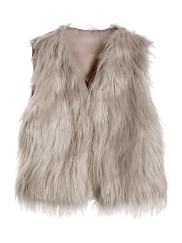 Jhaoyu Kids Girls Faux Fur Vest Open Front Sleeveless Jacket Coat Cardigan Overcoat Waistcoat for Pageant Banquet3
