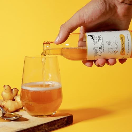 Image of KAALI BILLI Kombucha Honey Ginger | Naturally Brewed Fermented Tea Drink with Ginger Infusion | Balanced Flavor Beverage for Daily Refreshment | 250 ml Pack of 4