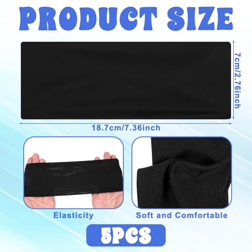 5 Pcs Sports Headbands, Elastic Soccer Headbands Boys Sports Sweatbands Breathable Sweat Wicking Headband for Football Running Basketball Tennis2