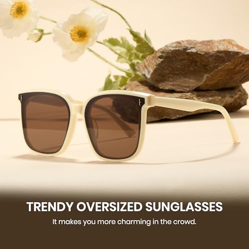 Cyxus Polarized Rectangular Sunglasses Acetate Frame UV400 Protection Stylish Shades Women Men P12244