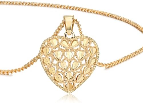 LETFLY 14K Gold Plated Necklaces for Women, Butterfly Heart Flower Openwork Design Pendant Necklace Jewelry Gifts for Women