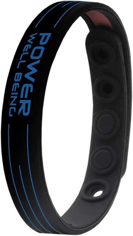 POWER IONICS Balance Bracelets for Men/Women Silicone Bracelets Protection Bracelet Black/Blue Bracelet, 24 cm, 5 Holes to Adjust, Fits 13-23 cm Wrist Size
