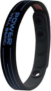 Power Ionics Bracciali Equilibranti per Uomini/Donne Braccialetti in Silicone Nero/Blu, 24 cm, 5 Fori Regolabili, Adatto per Polso da 15-23 cm con Scatola Regalo