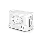 SWAN STM201N Vintage Teasmade with a Traditional Dial Clock, Rapid Boil and Alarm, 600ml, 850W, White