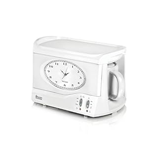 SWAN STM201N Vintage Teasmade with a Traditional Dial Clock, Rapid Boil and Alarm, 600ml, 850W, White