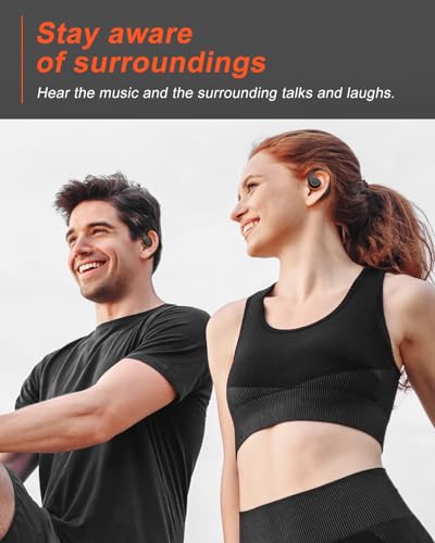 Image of Jzones Open Ear Headphones Wireless Bluetooth 5.3, Open Ear Earbuds with Dual 16.2mm Dynamic Drivers 60 Hours Playtime Waterproof Sport Earbuds for Android iPhone TV,Black