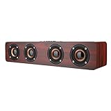 Wooden Bluetooth Speaker, 12W TV Computer Speaker Sound with 4 Bass Subwoofer Support Bluetooth, AUX, TF Card, FM(#1)