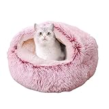 DICOCO 猫 ベッド 犬 ベッド 冬ドーム ペットベッド ペットクッション 暖かい 滑り止め 洗える ふわふわ 柔らかい 犬猫兼用 貝殻型 室内用 ペットベッド ドーム 犬 猫用 サイズ・カラー選択可 (50cm, グラデーションローズピンク)