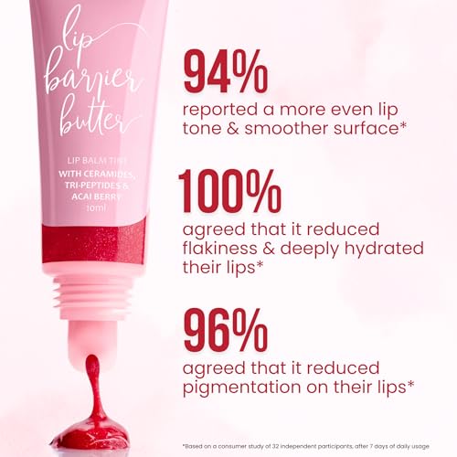 Image of Tinted Lip Balm - Cherry Frost | 10ml | Hydrating & Plumping Balm for Pigmented Lips | With Tripeptides, Ceramides, Shea Butter & Cupuacu | Deep Repair & Barrier Care