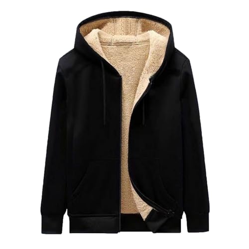 Genérico Chaqueta Hombre Invierno con Capucha Acolchada Paño Termica Chaqueta Hombre Running Parka Polar Tallas Grandes Nieve Sudadera Ski Invierno Rebajas 2#Negro 5XL