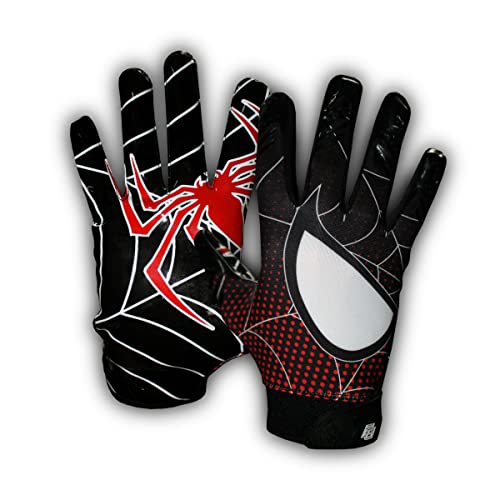 Taqcha Spider Youth Football Gloves - Tacky Grip Skin Tight Adult Football Gloves - Pro Elite Super Sticky Receiver Football Gloves - Youth Sizes (M-L) #TOP5