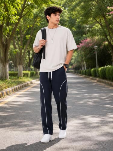 Image of O3e Men's Polyester Straight Fit Trackpant | Lightweight, Sports Lower, Gym, Running, Casual Wear