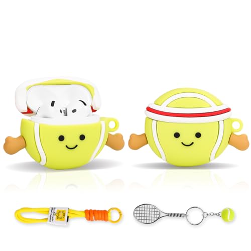 LEWOTE Funda protectora compatible con Apple Airpods 4, divertida y bonita caricatura, delgada con llavero [Sport Series] (tenis verde)