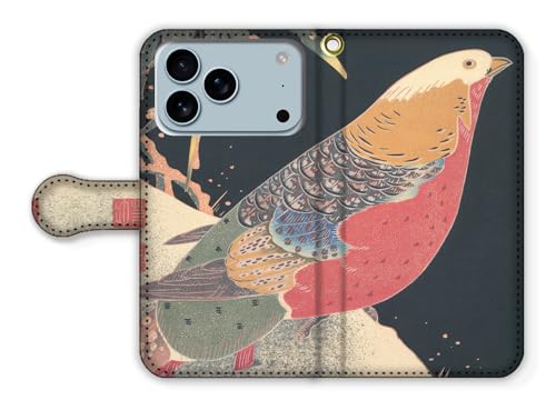 手帳型 iPhone17 Pro Max互換 スマホケース 【日本の名画】 伊藤若冲 花鳥版画 絵画 ☆日本画☆ 芸術 アート art (雪竹錦鶏図)