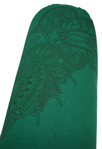 Tvamm Lifestyle Yoga Roll for Yin Yoga Diameter 22 cm - Yoga Bolster with Spelt Filling - Washable Cotton Cover, Mandala Green