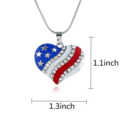 Imike 4Th Of July Usa American Flag Patriotic Independence Day Pendant Necklace Earrings Set #TOP3