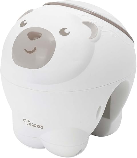 Chicco First Dreams Eisbär Projektor, 2in1 Wiege und Bett Projektor, Kinder Nachtlicht, Aurora Borealis Projektion, entspannende Klassische Musik und Naturgeräusche, Spielzeug, 0 Monate +, neutral