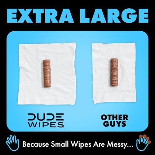 Image of DUDE Wipes Unscented Flushable Wipes - Extra-Large Adult Wet Wipes for Sensitive Skin - 8 Pack (384 Count) + Mint Travel Pack (18 Count) - Infused with Vitamin E and Aloe - Septic and Sewer Safe